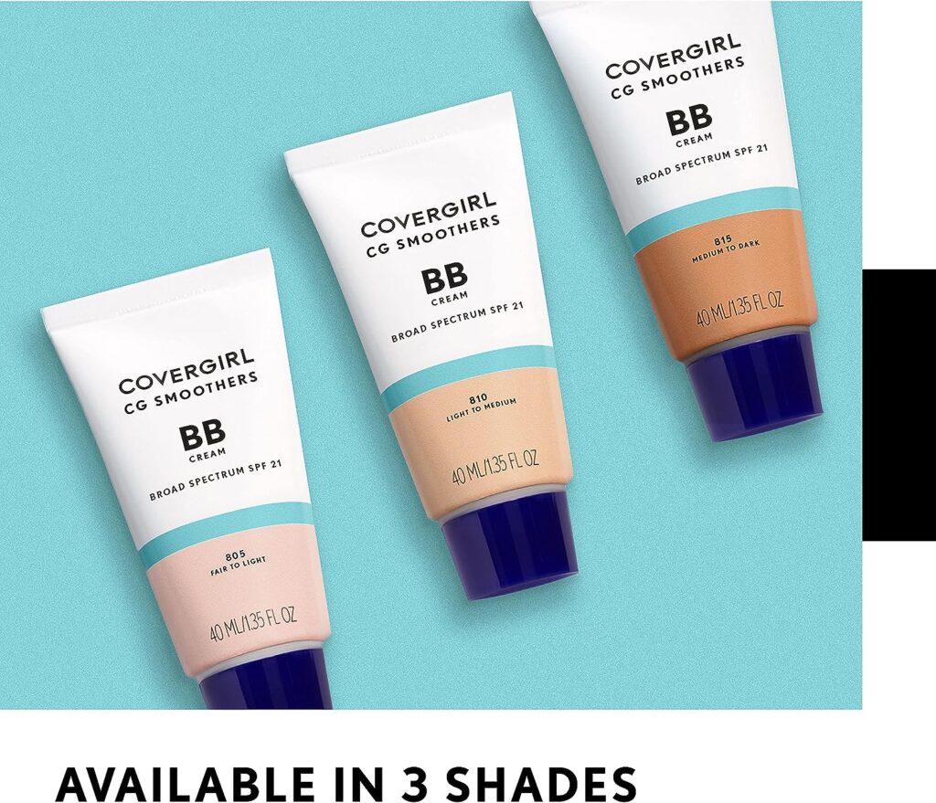 COVERGIRL Smoothers Lightweight BB Cream, 1 Tube (1.35 Ounce), Light to Medium 810 Skin Tones, Hydrating BB Cream with SPF 21 Sun Protection (Packaging May Vary)