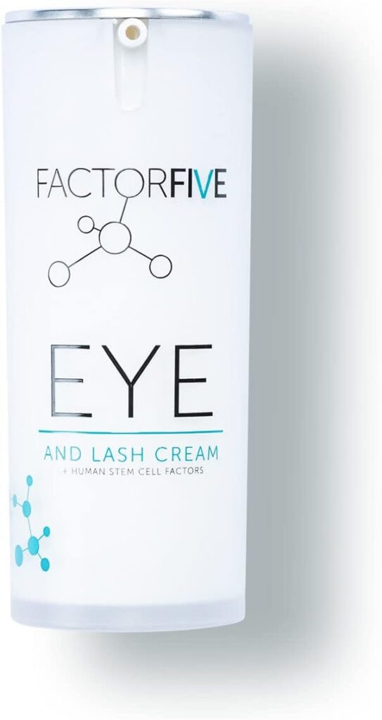 FACTORFIVE Eye and Lash Cream with Human Derived Apidose Stem Cell Growth Factors for Anti-Wrinkle, Collagen Boost, and Acne Scarring Repair, Large Size, 0.5 fl oz/15ml (Eye  Lash Cream)