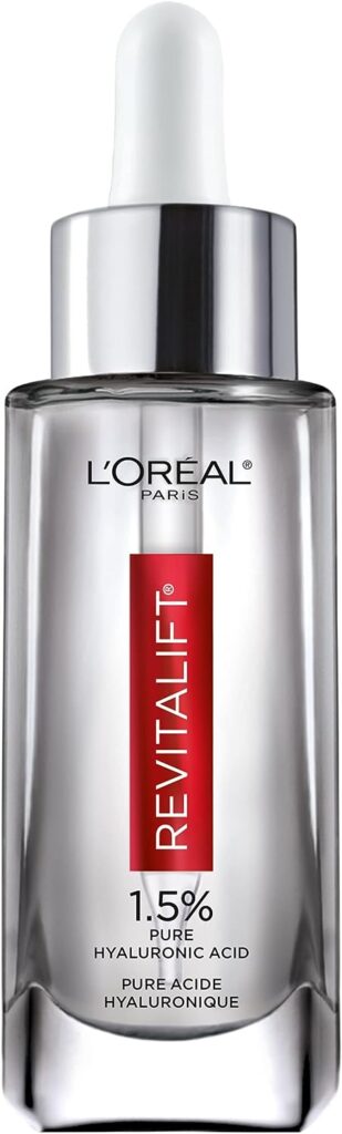 LOreal Paris Revitalift 1.5% Pure Hyaluronic Acid Face Serum, Hydrate  Reduce Wrinkles, Fragrance Free 1 oz