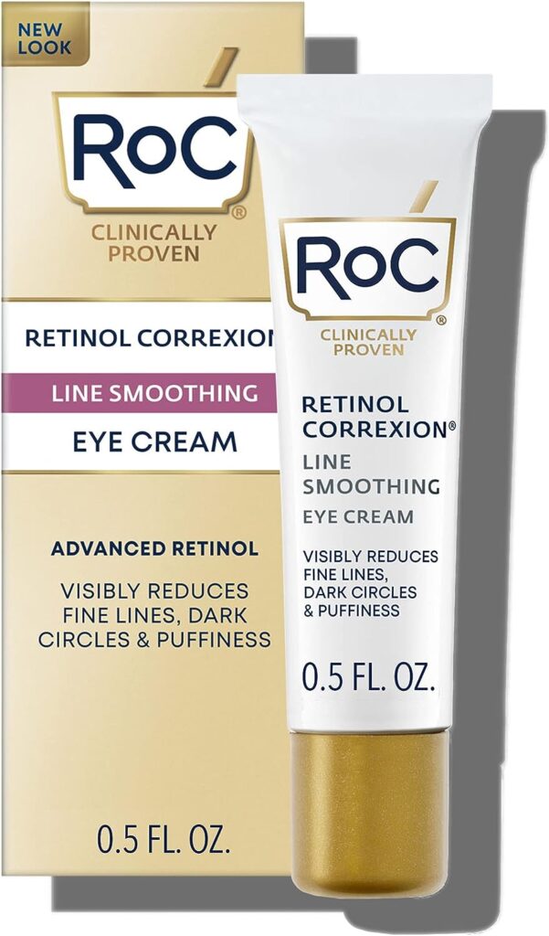 RoC Retinol Correxion Under Eye Cream for Dark Circles  Puffiness, Daily Wrinkle Cream, Anti Aging Line Smoothing Skin Care Treatment 0.5 oz (Packaging May Vary)