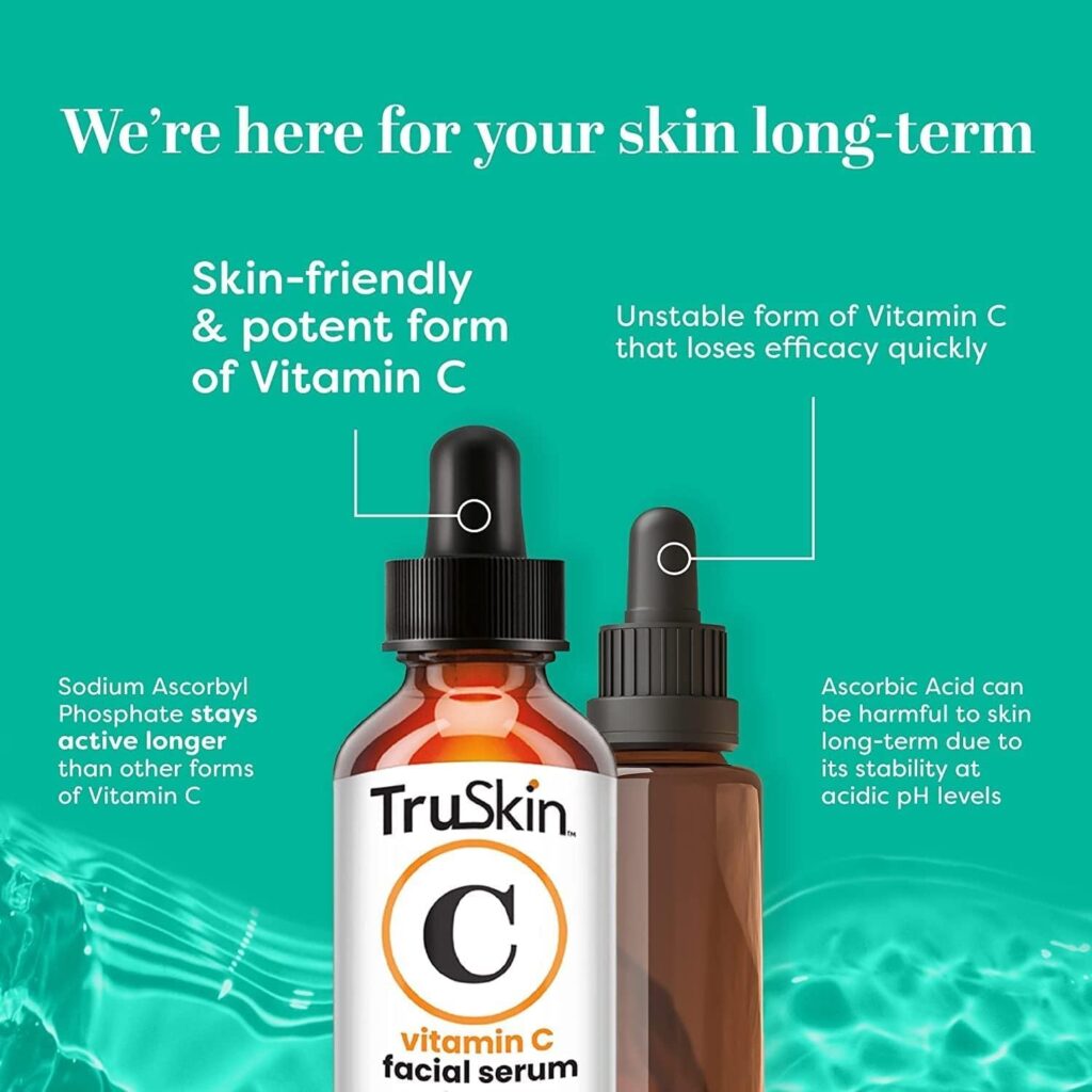 TruSkin Vitamin C Serum for Face – Anti Aging Face Serum with Vitamin C, Hyaluronic Acid, Vitamin E – Brightening Serum for Dark Spots, Even Skin Tone, Eye Area, Fine Lines  Wrinkles, 1 Fl Oz