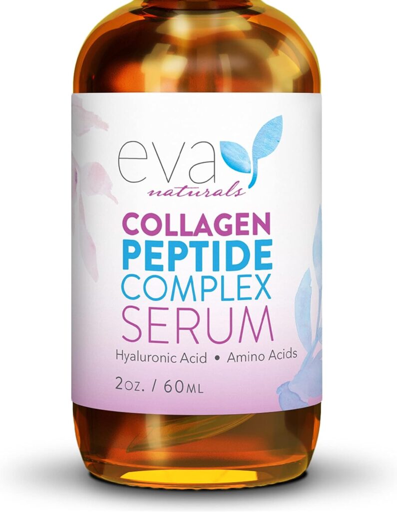 Anti Aging Collagen Serum for Brightening, Reduces Fine Lines  Wrinkles, Heals, and Repairs Skin, Microneedling with Aloe Vera  Hyaluronic Acid - Peptide Complex Face Serum by Eva Naturals (2 oz)