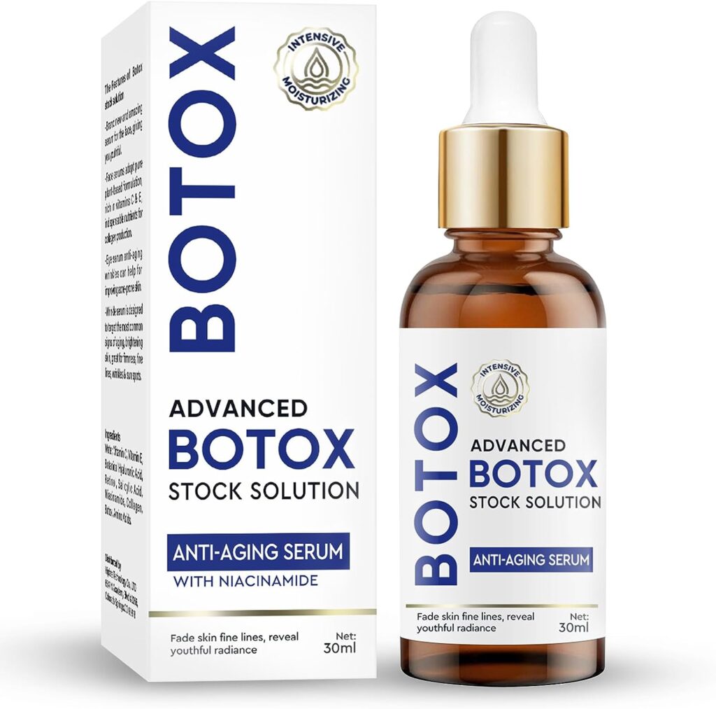 Botox Stock Solution Facial Serum, Botox Face Serum with Vitamin C, Instant Face Tightening, Anti Aging Serum for Reduce Fine Lines, Wrinkles, Plump Skin